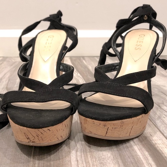 NWOT Guess black ankle tie wedges. - Picture 4 of 9
